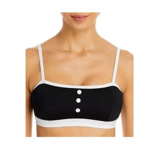 NWT AQUA SWIM Bandeau Bikini Top Black/White Size S